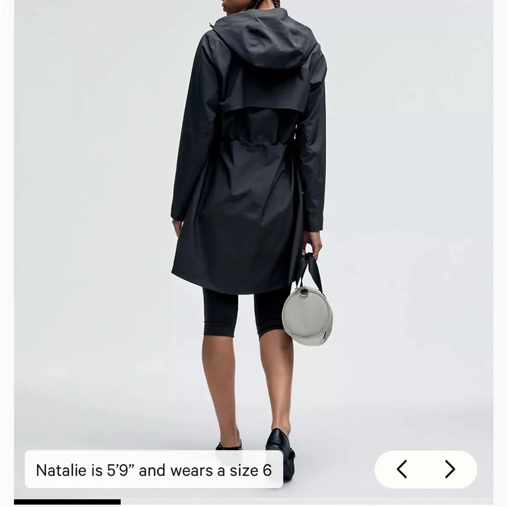 Lululemon Athletica Rain Rebel Black Trench, Size 6 - Picture 13 of 16